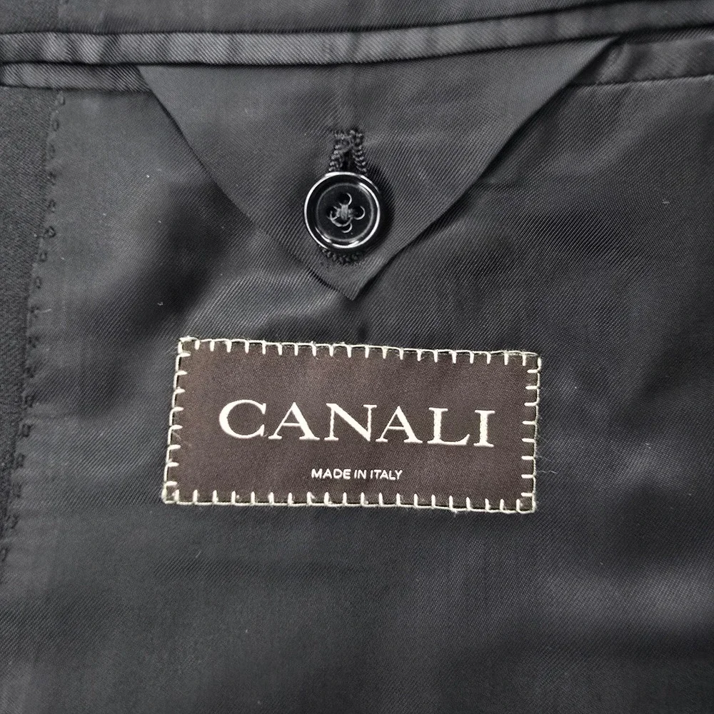 Canali Blazer Jacket Mens (US) 44R Black 100% Virgin Wool 2-Button Made in Italy